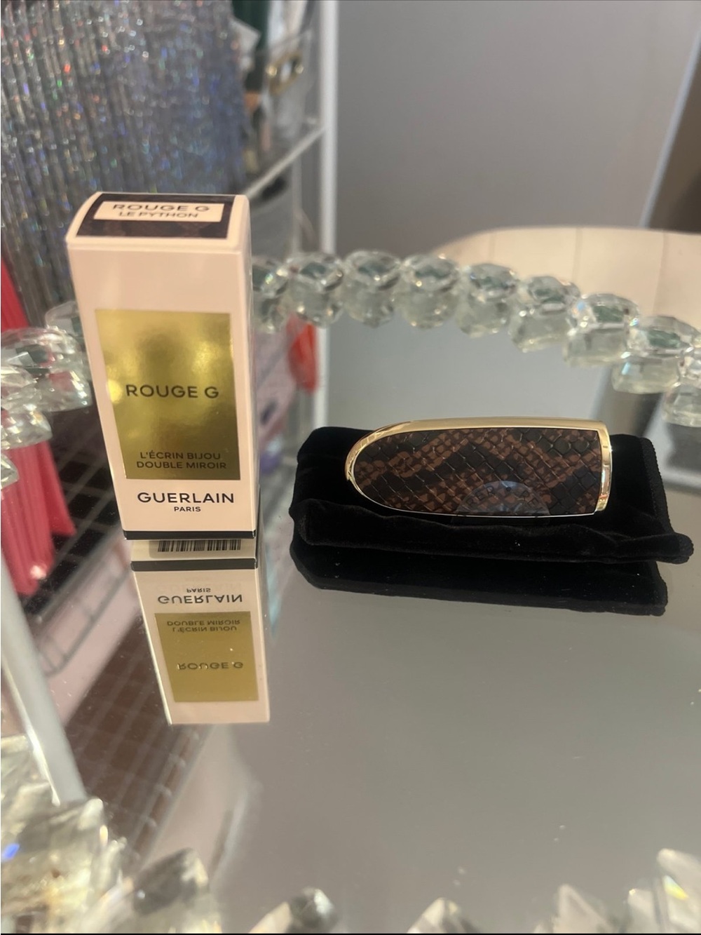 Guerlain Rouge G Double Mirror Lipstick Case -  Python